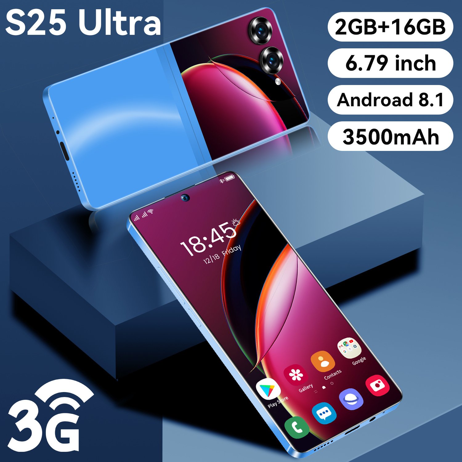 YANYI Hot Selling S25 ultra Original 6.8inch 2+16GB 2+5MP Mobilephone Android 8.1 3G network Dual SIM Card Unlocked smartphone